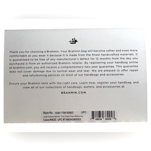 Brahmin NWT Large Duxbury Fruit Salad Ombré Melbourne Leather Purse Bag (P042) - Picture 13 of 15